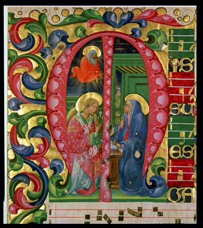 Historiated Initial M, die die Verkündigung darstellt von Italian School