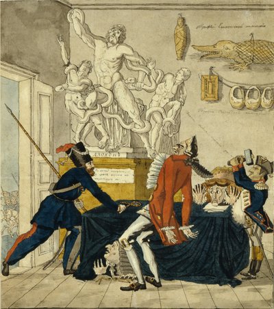 Napoleon Bonaparte verkauft gestohlene Waren, 1813 von Ivan Ivanovich Terebenev