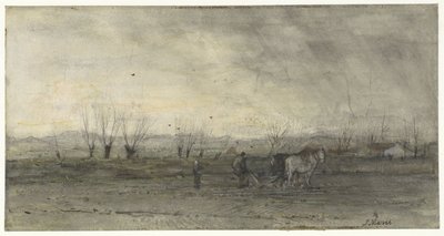 Landschaft mit pflügendem Bauern von Jacob Maris