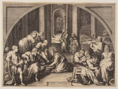 Christus wäscht die Füße der Apostel von Jacob Matham