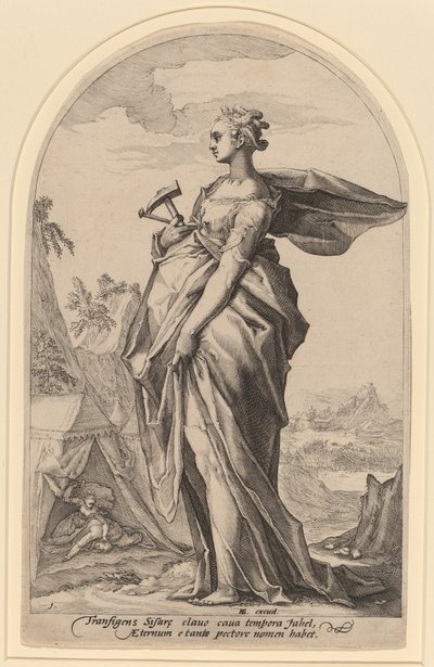 Jael und Sisera von Jacob Matham after Hendrik Goltzius