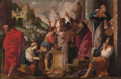 Paulus und Barnabas in Lystra von Jacob Symonsz. Pynas