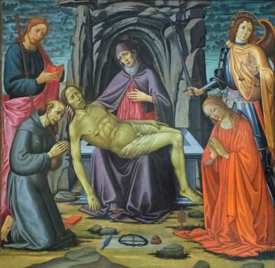 Die Kreuzabnahme und Heilige von Jacopo del Sellaio
