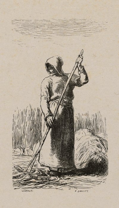 Frau beim Heurechen von Jacques Adrien Lavieille