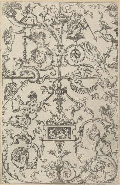 Groteskes Panel, 1550 von Jacques Androuet Du Cerceau