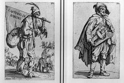 Ein Bettler und ein Leierkastenmann von Jacques Callot
