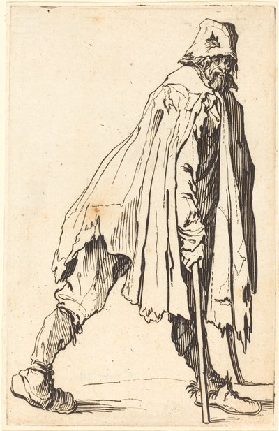 Bettler mit Krücken und Mütze von Jacques Callot