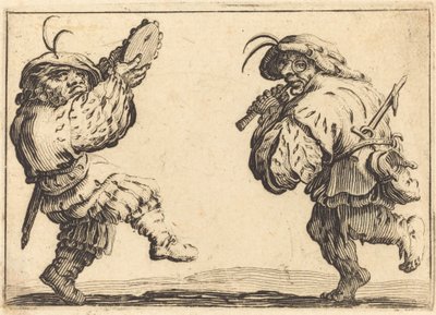 Tänzer mit Flöte und Tamburin, ca. 1617 von Jacques Callot