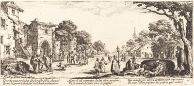 Sterbende Soldaten am Straßenrand von Jacques Callot