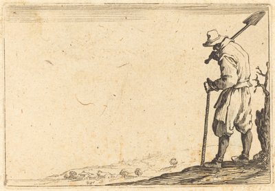 Bauer mit Schaufel auf der Schulter von Jacques Callot