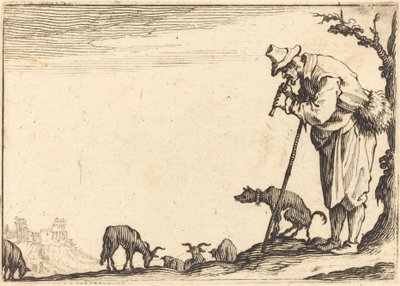 Schäfer spielt Flöte von Jacques Callot