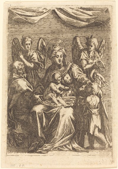 Die Heilige Familie mit zwei Engeln von Jacques Callot