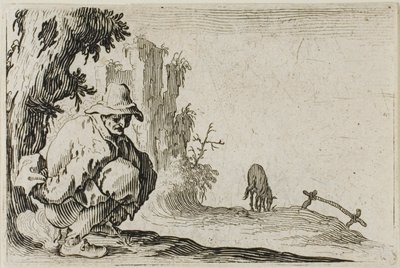 Der hockende Bauer, aus Die Launen von Jacques Callot