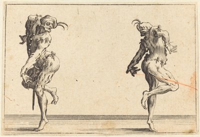 Zwei Pantalons tanzen, ca. 1622 von Jacques Callot