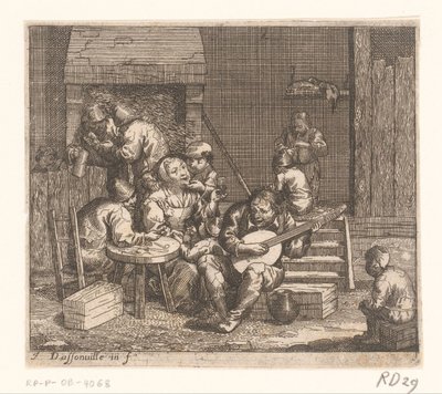 Gitarrenspielender Mann in einer Herberge von Jacques Dassonville