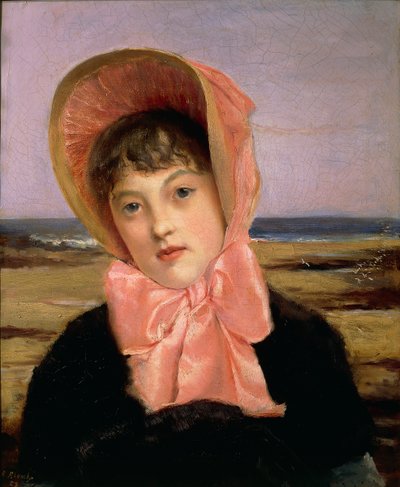 Mädchen mit rosa Hut von Jacques Emile Blanche