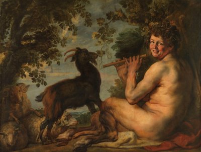 Ein Satyr Pan hütet seine Herde von Jacques Jordaens