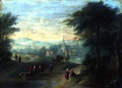 Gebirgige Flusslandschaft von Jacques Willem Blarenberghe