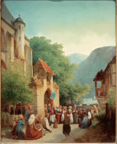 Prozession am Rhein von Jakob Fürchtegott Dielmann