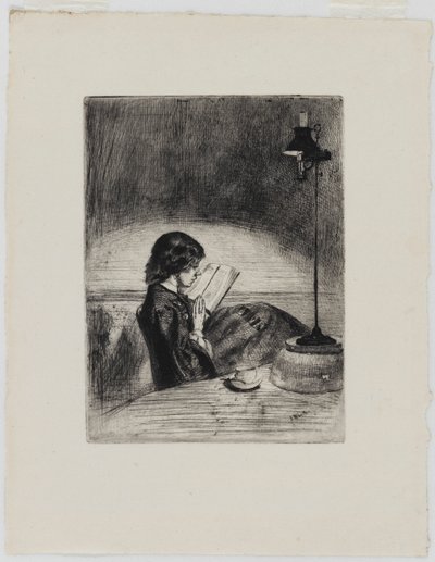 Lesen bei Lampenlicht von James Abbott McNeill Whistler