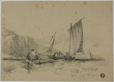 Fischerboote in der Nähe von Klippen von James Duffield Harding
