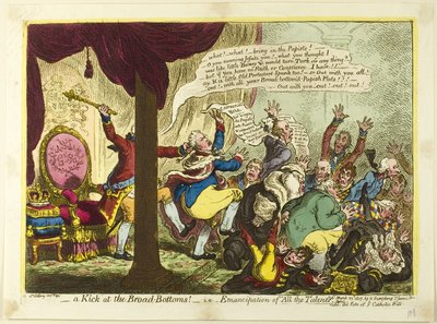 Ein Tritt gegen die breiten Böden von James Gillray