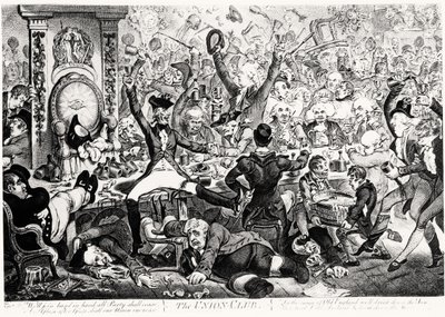 Der Union Club, 1801 (Farbstich) von James Gillray