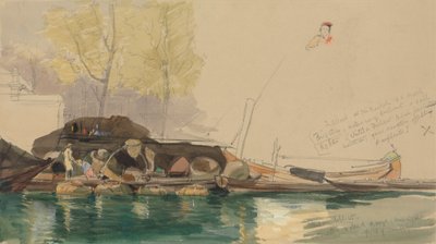 Lastkähne auf einem Kanal in Rotterdam von James Holland