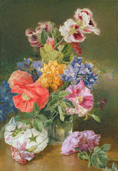 Rosen, Mohn und Pelargonie von James Holland