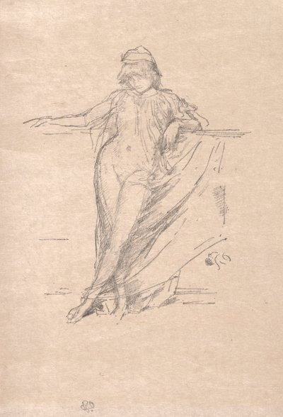 Kleine drapierte Figur, die sich lehnt von James McNeill Whistler