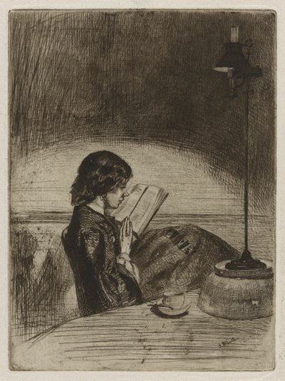Lesen bei Lampenlicht von James Abbott McNeill Whistler