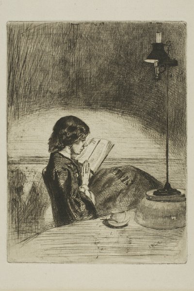 Lesen bei Lampenlicht von James Abbott McNeill Whistler