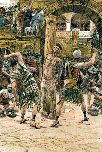 Jesus gegeißelt im Gesicht von James Tissot