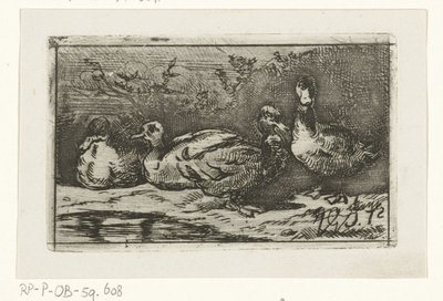 Vier Enten am Wasser von Jan Gerard Smits