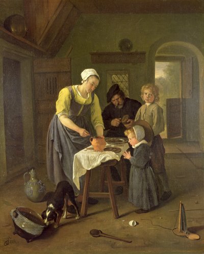 Bauernfamilie beim Essen, ca. 1665 von Jan Havickszoon Steen