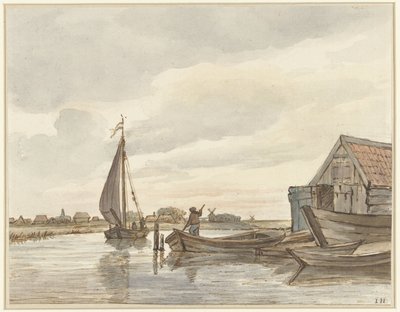 Einige Boote auf einem Graben von Jan Hulswit