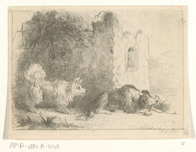 Zwei Hunde von Jan Karel Jacob de Jonge