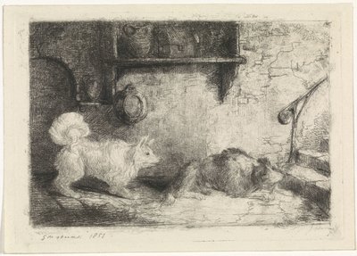 Zwei Hunde von Jan Karel Jacob de Jonge