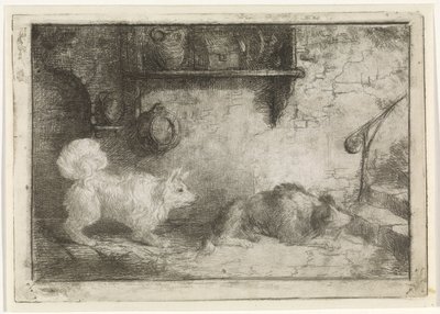 Zwei Hunde von Jan Karel Jacob de Jonge