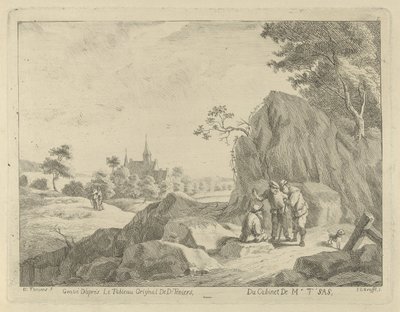 Landschaft mit Reisenden und Hirten von Jan Lauwryn Krafft (I)