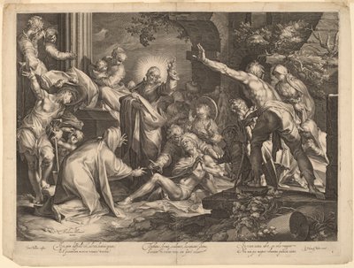 Die Auferweckung des Lazarus von Jan Muller, after Abraham Bloemaert