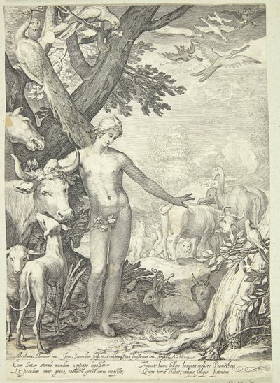 Adam benennt die Tiere von Jan Saenredam