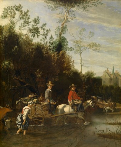 Flaches Wasser in der Nähe eines Schlosses von Jan Siberechts