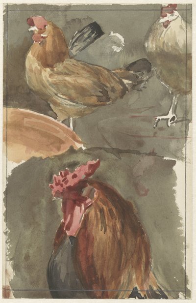 Hahn mit Hühnern von Jan Veth