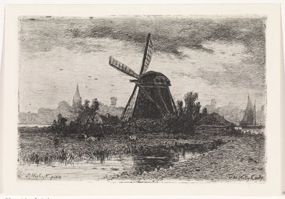 Landschaft mit Mühle von Johannes Martinus Vrolijk