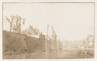 Ansicht der Stadtmauer von Leiden von Jan de Bisschop