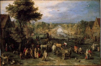 Dorf mit Karren von Jan the Elder Brueghel