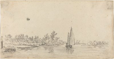 Segelboot auf einem Flussmündungsgebiet von Jan van Goyen