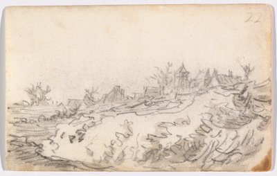 Dorf auf sonnigem Hügel von Jan van Goyen