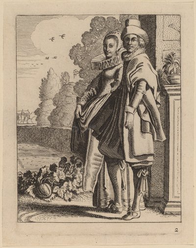 Zwei Figuren in Kostümen von Jan van de Velde II